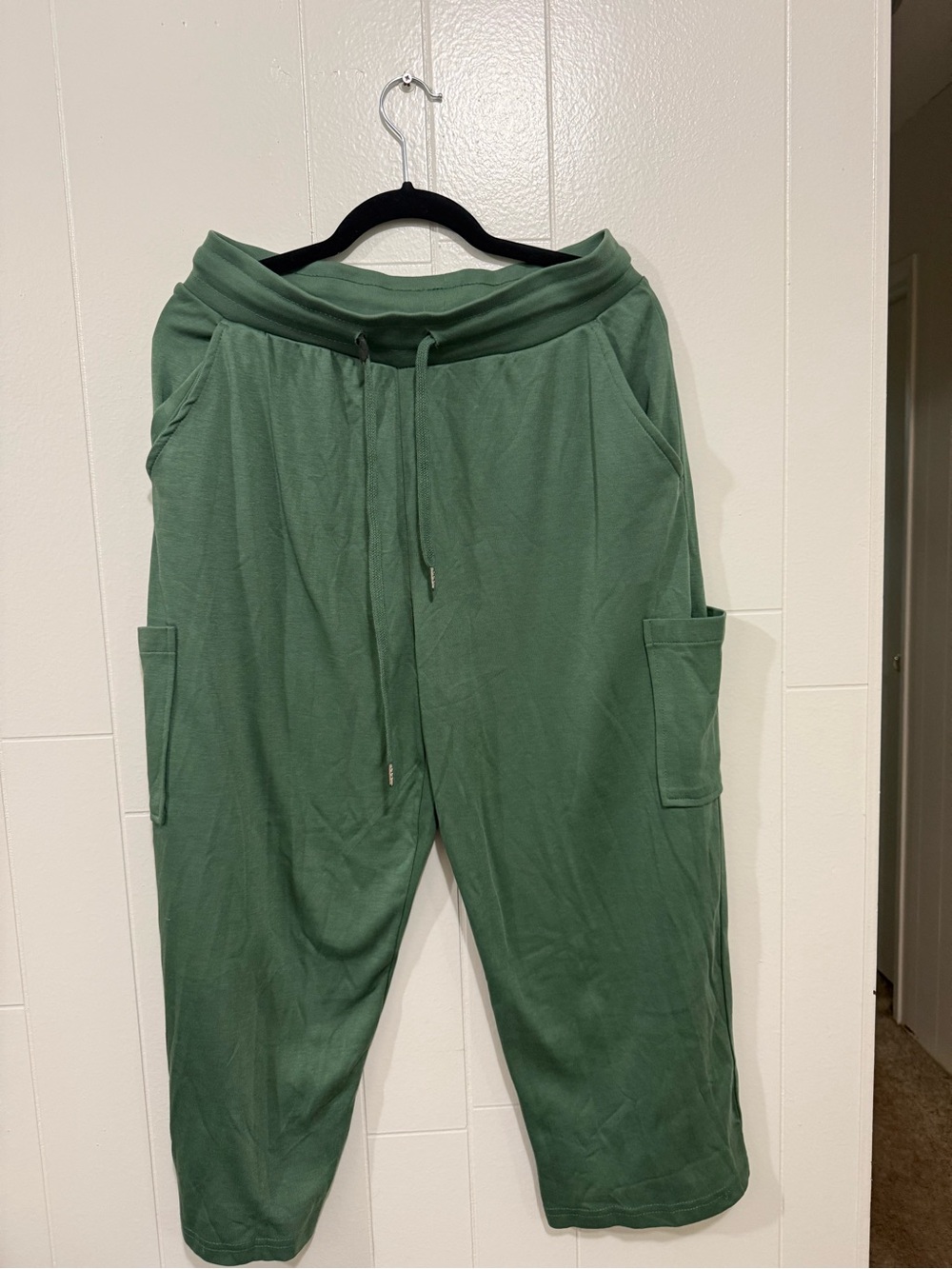 Woman Within Olive Green Cargo Joggers with Drawstring Waist